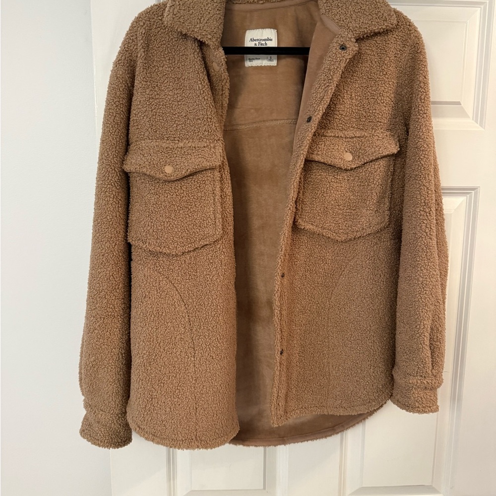 Abercrombie & Fitch Teddy Sherpa Shacket - Camel